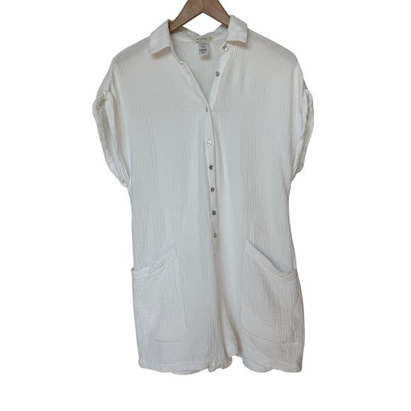 L*Space Women's White Cotton Romper Swim Cover-Up M Summer Casual Lightweight - Picture 2 of 8